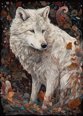 Mystical Wolf Art Poster