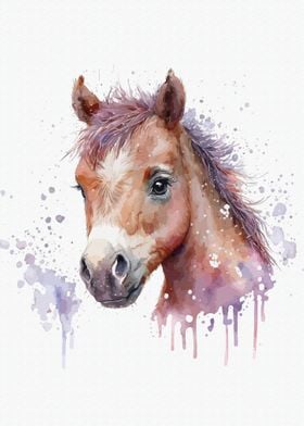 Horse in watercolor style