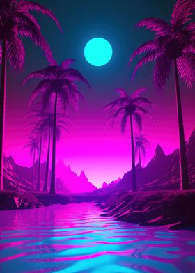 'Palm Tree Harmony' Poster by MulletMonkey | Displate