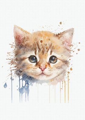 Cat in watercolor style