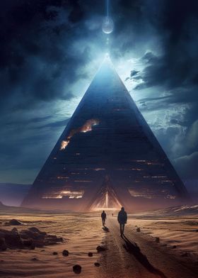 Humans vs alien at pyramid