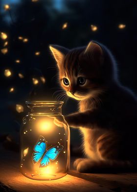 Cat Butterfly Jar