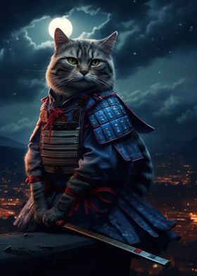 Cat Japan Samurai