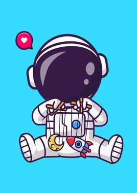 Cute astronaut playing