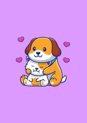 Cute Dog And Cat Cartoon