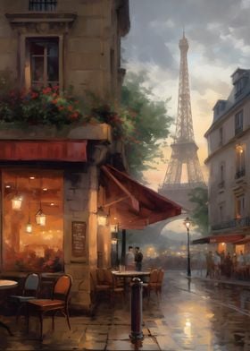 Paris cafe night