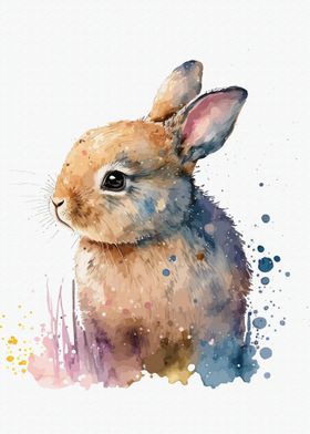 Hare in watercolor style