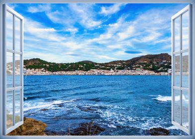 Window view sea landscape