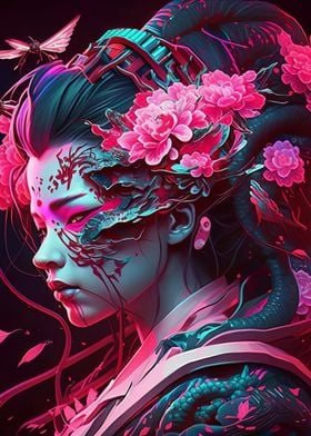 Geisha Dragon Neon