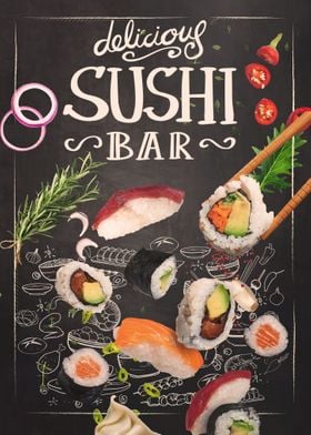 Sushi Sticks Chalkboard