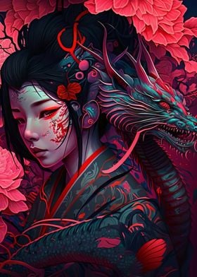 Geisha Dragon Neon