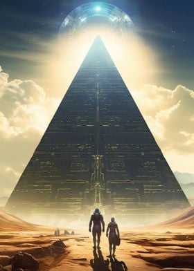 Alien vs humans at pyramid