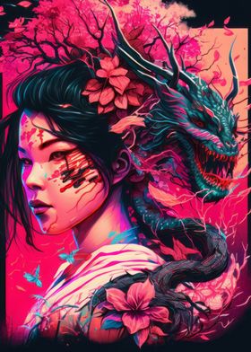 Geisha Dragon Neon