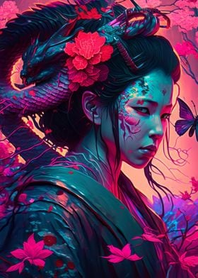 Geisha Dragon Neon