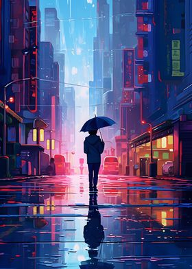 Rain City Pixel 16bit Art 