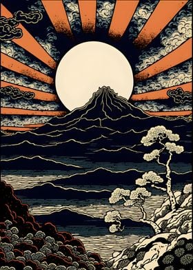 Mount Fuji Retro Art