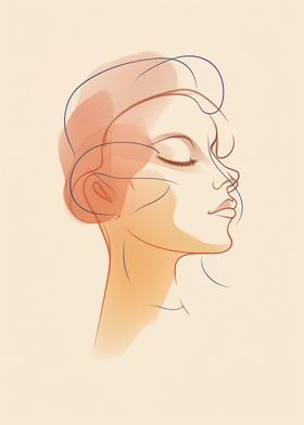 Woman Face Line Drawing