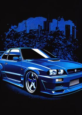 Blue Car Illustration