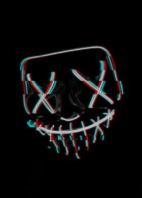 Neon Glitchcore Rave Mask