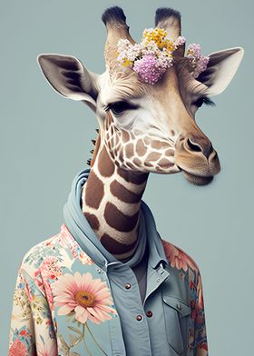 Giraffe Flowers Animal