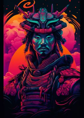 samurai colorful art 