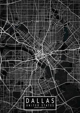 Dallas City Map Dark