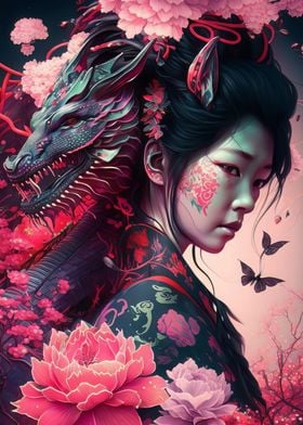 Geisha Dragon Neon