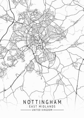 Nottingham  UK City Map