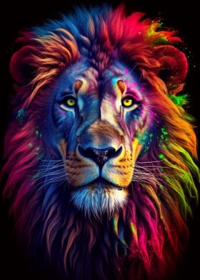 Colorful Lion Animal