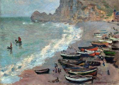 Beach at etretat 1883