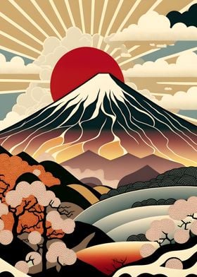Mount Fuji Retro Pop Art 