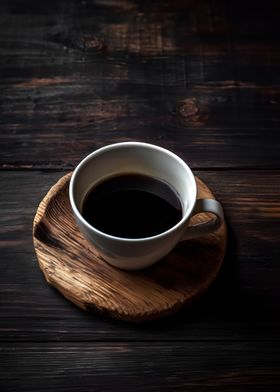 Rustic Black Coffee In Cup