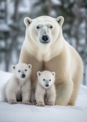 Polar Bear With Cubs