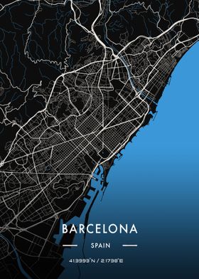 Barcelona Night map