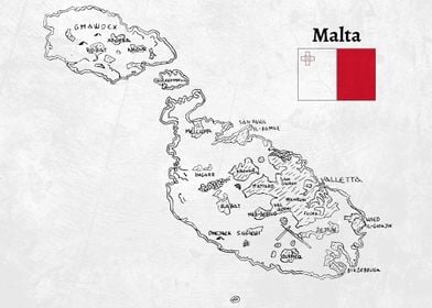 Handdrawn Malta Map