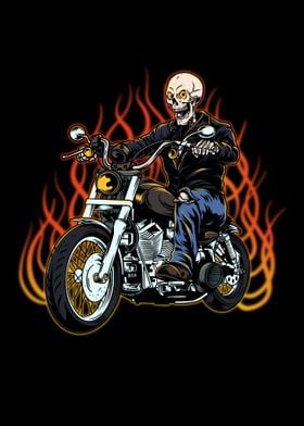 Skeleton Riding Motorcycle