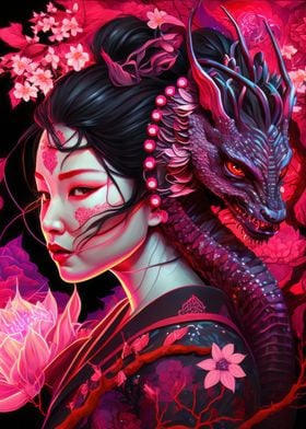 Geisha Dragon Neon