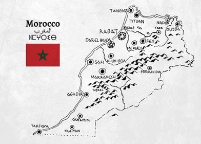 Handdrawn Morocco Map