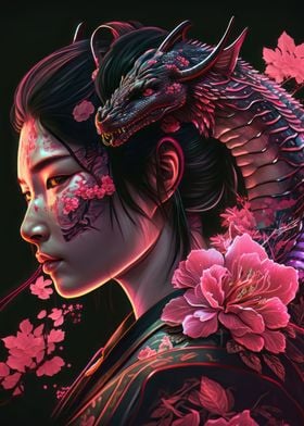 Geisha Dragon Neon