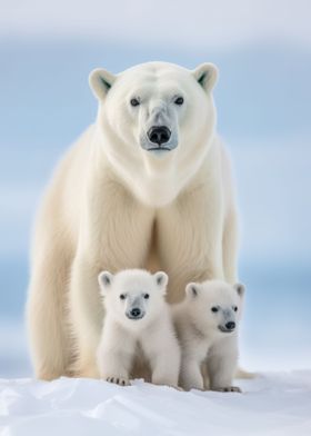 Polar Bear With Cubs