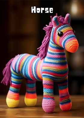 Colorful Kids Horse Poster