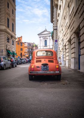 Vintage red car in Rome