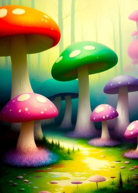 Kid Room Rainbow Mushrooms