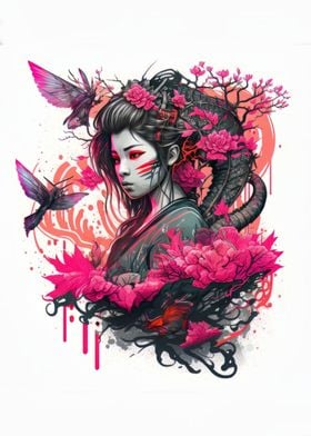 Geisha Dragon Neon