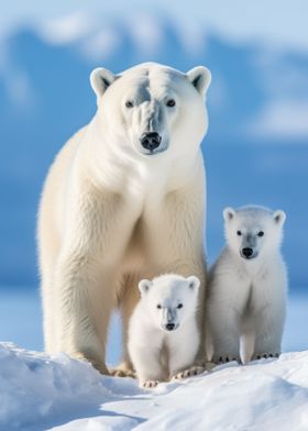 Polar Bear With Cubs