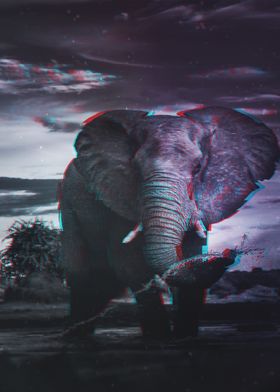 Colorful Glitch Elephant