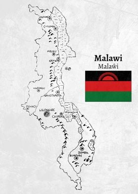 Handdrawn Malawi Map