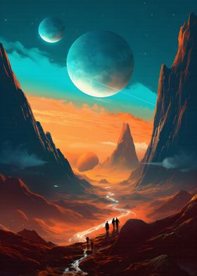 Mountains and Planets Art