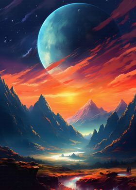 Mountains and Planets Art