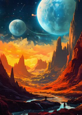 Mountains and Planets Art